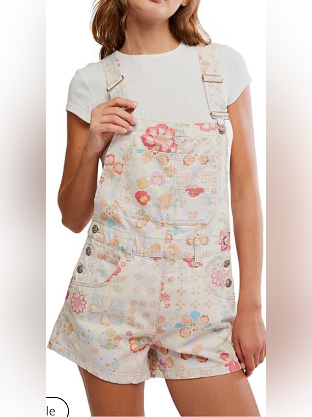 Nwtfree People Ziggy Floral Printed Square Sleeveless Denim Shortall